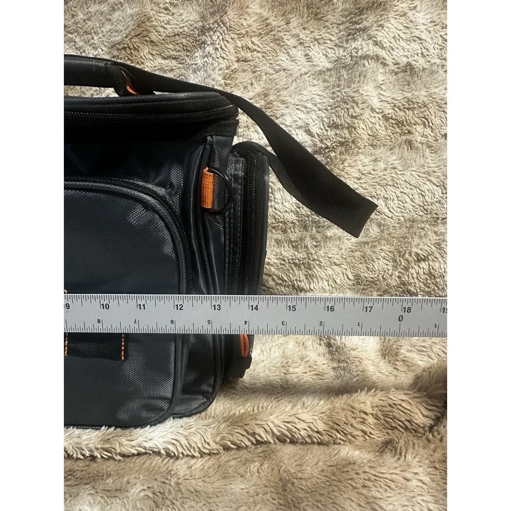 Okeechobee Fats Fishing Tackle Bag Gray Orange Medium Soft Side Shoulder Strap